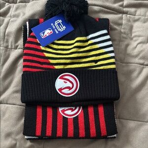 NBA Striped Beanie Set - Black, Red, Yellow